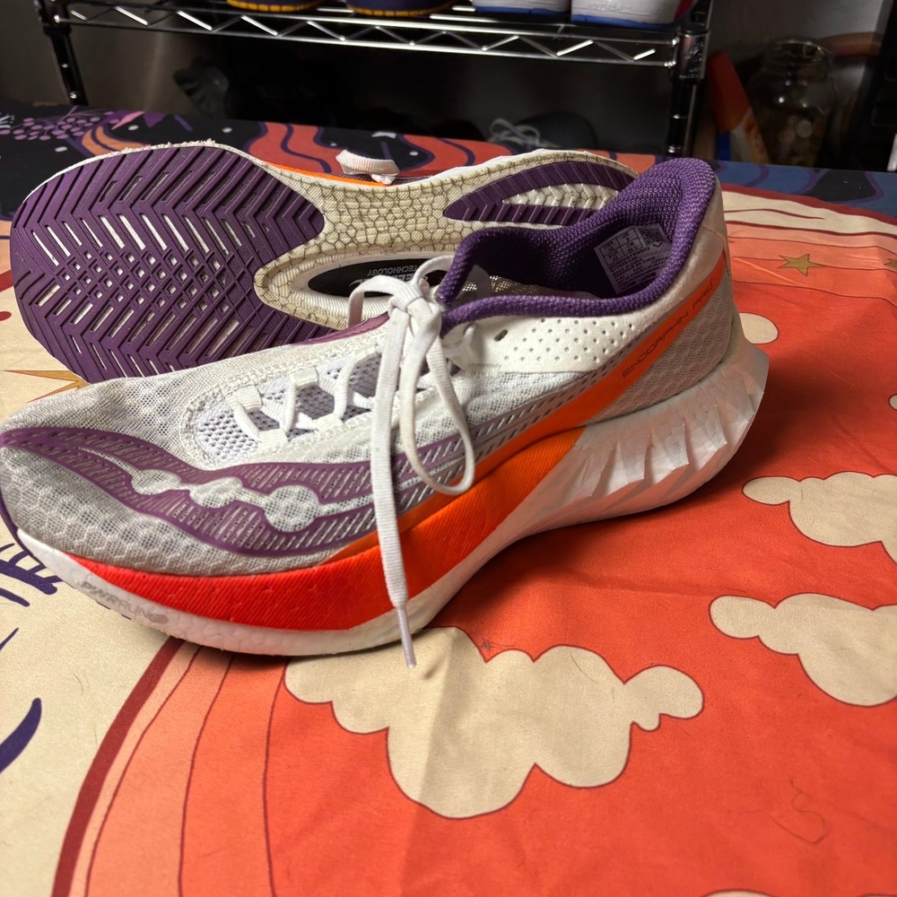 Saucony Endorphin Pro 4 Womens 10 Running Shoes White Purple Orange Outdoor Walk - Picture 9 of 12